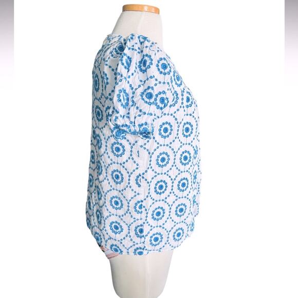 SAIL TO SABLE Floral Embroidered Top White/Blue Size Medium - Picture 4 of 6